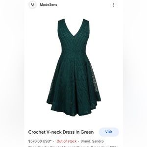 SANDRO BLISS LACE DRESS in Emerald Green size 3